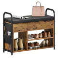 Rustic Shoe Bench with Inner Storage and PU Pockets - Entryway Essential for Organization and Style