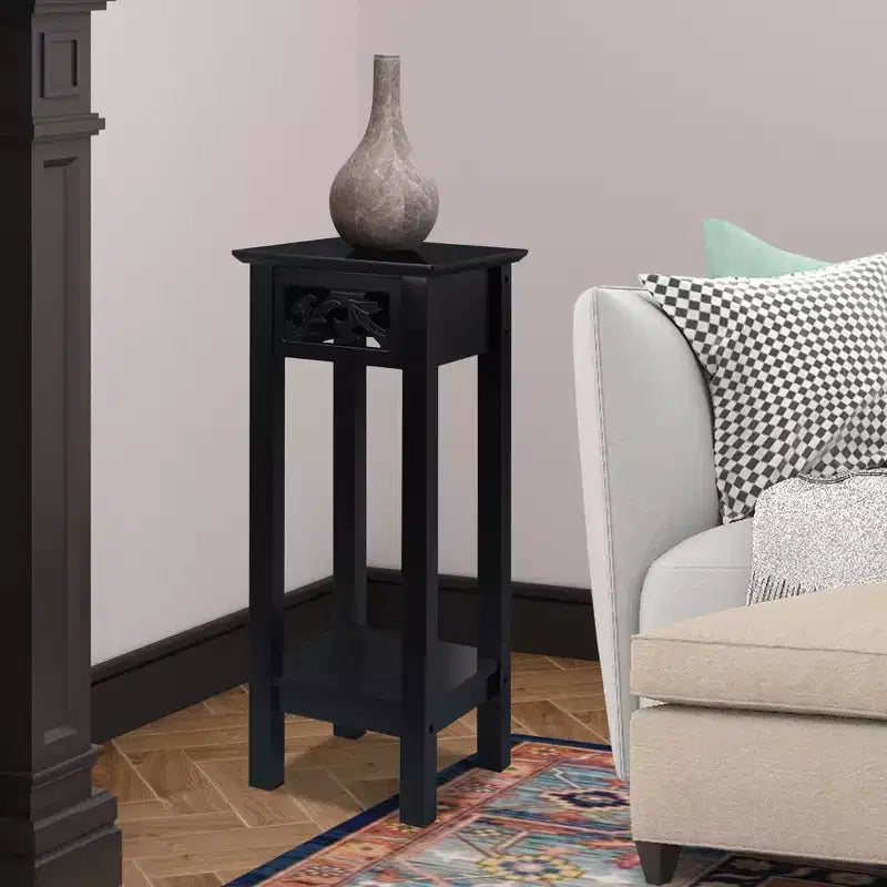 Table d'appoint/de chevet avec étagère de rangement pour plantes, 25,4 x 25,4 x 60,2 cm