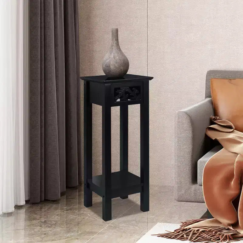 Table d'appoint/de chevet avec étagère de rangement pour plantes, 25,4 x 25,4 x 60,2 cm