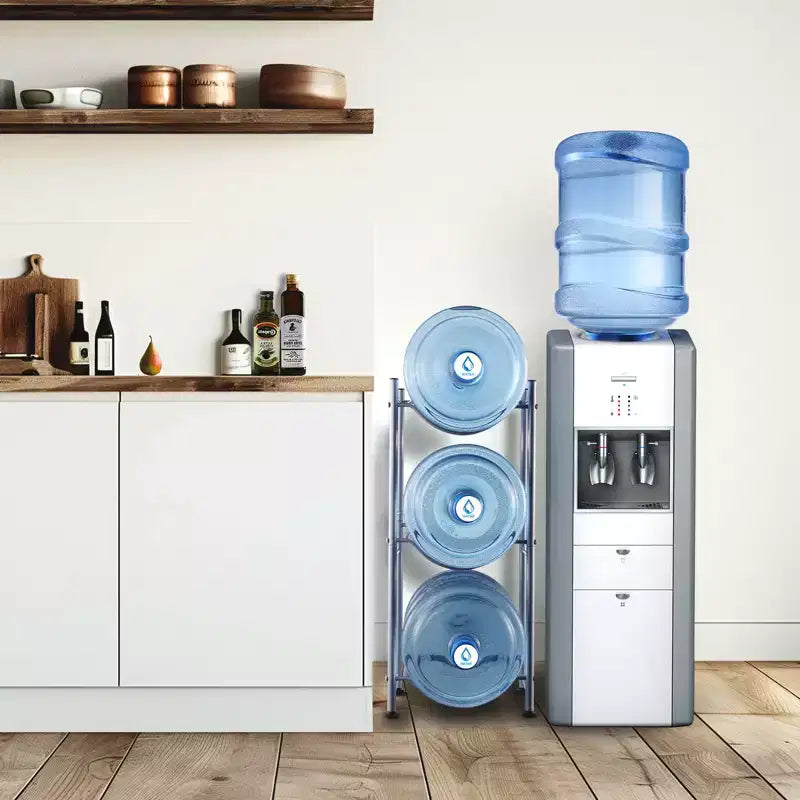Support pour bonbonnes d'eau à 3 niveaux, support pour bonbonnes d'eau de 19 litres, étagère pour 3 bouteilles d'eau, support robuste pour bonbonnes d'eau