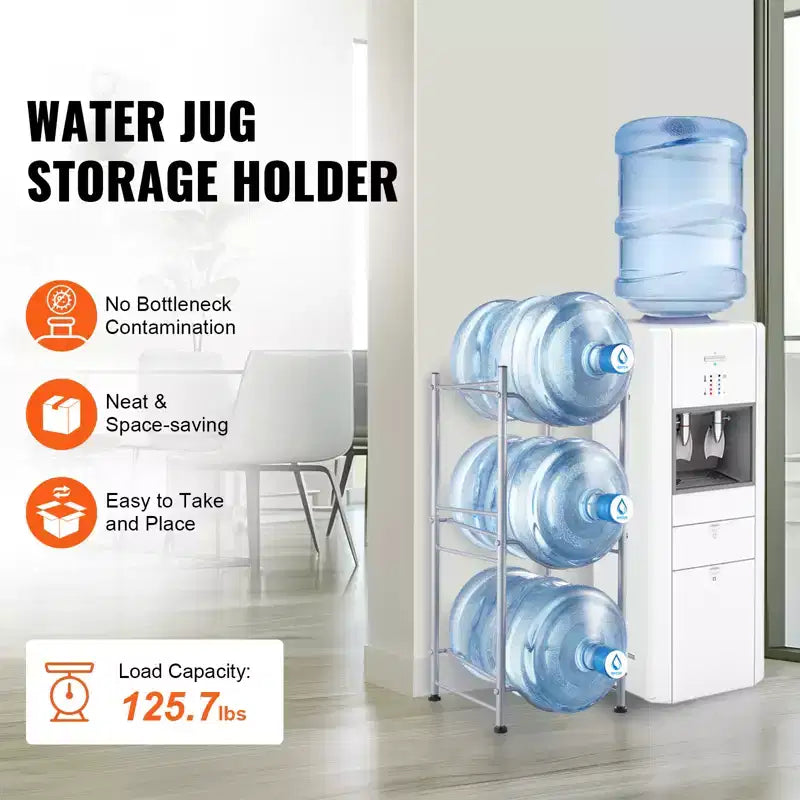 Support pour bonbonnes d'eau à 3 niveaux, support pour bonbonnes d'eau de 19 litres, étagère pour 3 bouteilles d'eau, support robuste pour bonbonnes d'eau