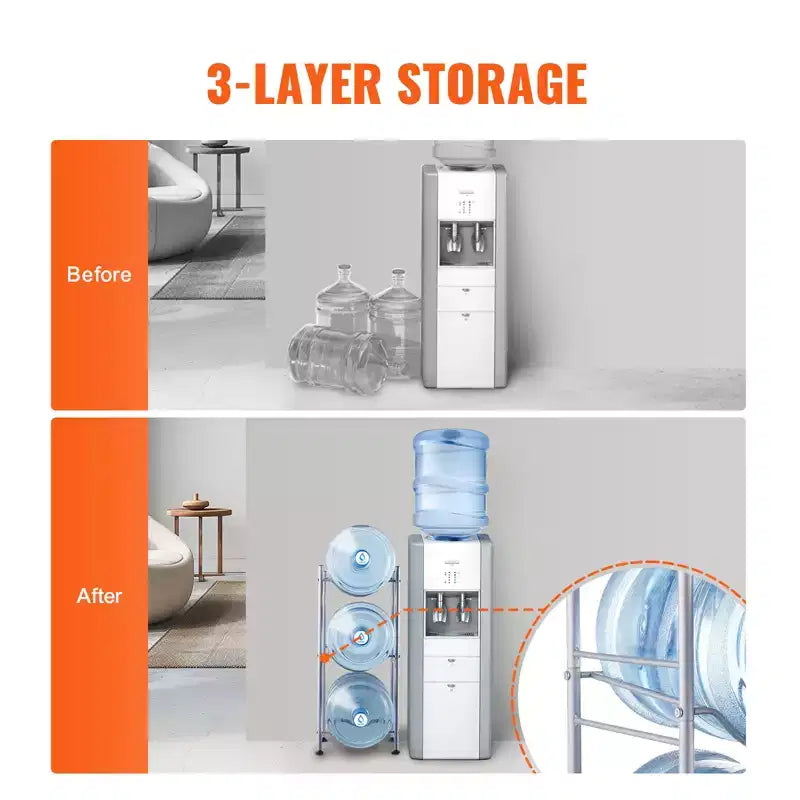 Support pour bonbonnes d'eau à 3 niveaux, support pour bonbonnes d'eau de 19 litres, étagère pour 3 bouteilles d'eau, support robuste pour bonbonnes d'eau