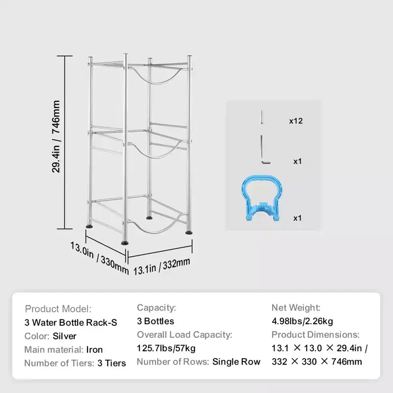 Support pour bonbonnes d'eau à 3 niveaux, support pour bonbonnes d'eau de 19 litres, étagère pour 3 bouteilles d'eau, support robuste pour bonbonnes d'eau
