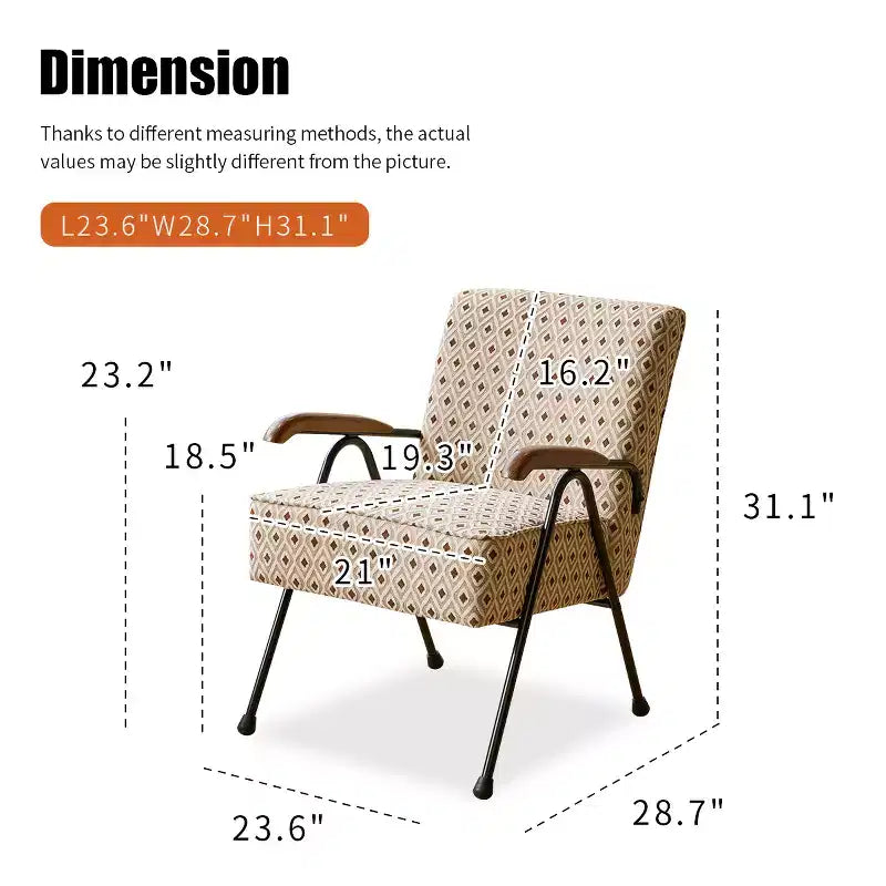 Fauteuil en tissu coloré à motifs - Chaise d'appoint moderne à dossier haut