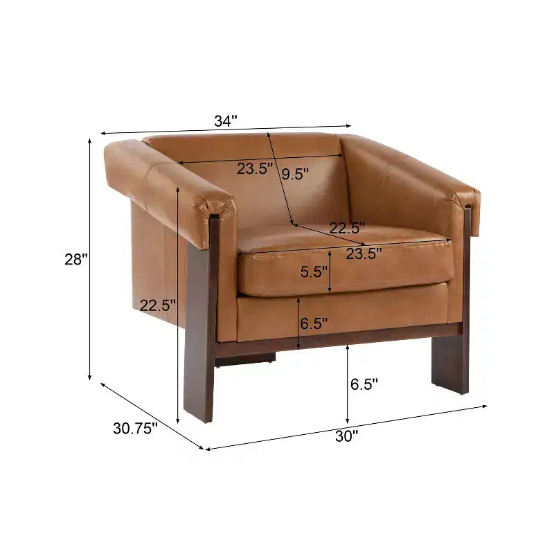 Fauteuil d'appoint moderne 34 avec revêtement confortable, coussins profonds, bois massif, fauteuil du milieu du siècle pour salon, chambre, salle d'attente