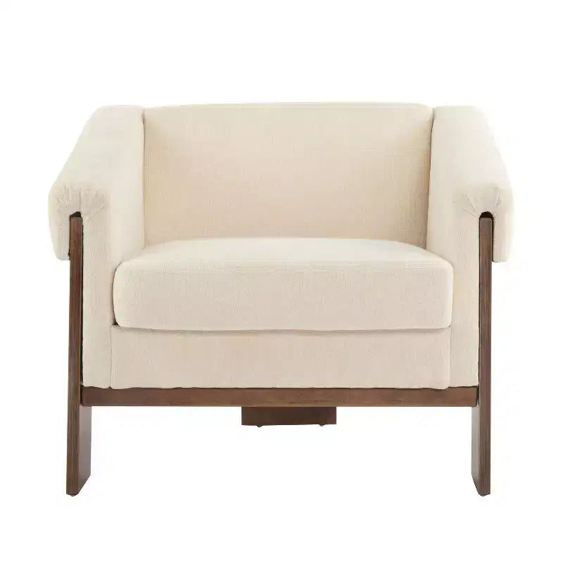 Fauteuil d'appoint moderne 34 avec revêtement confortable, coussins profonds, bois massif, fauteuil du milieu du siècle pour salon, chambre, salle d'attente