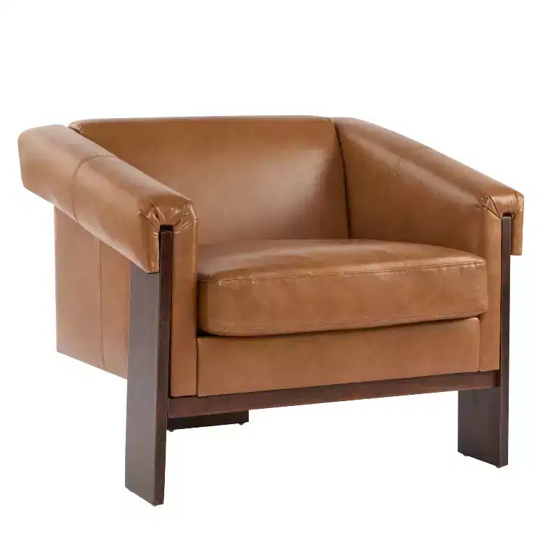 Fauteuil d'appoint moderne 34 avec revêtement confortable, coussins profonds, bois massif, fauteuil du milieu du siècle pour salon, chambre, salle d'attente