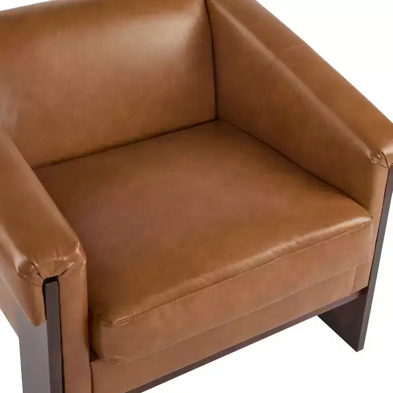 Fauteuil d'appoint moderne 34 avec revêtement confortable, coussins profonds, bois massif, fauteuil du milieu du siècle pour salon, chambre, salle d'attente