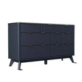 Fluted 7 Drawer Dresser, 54 Modern Dresser with Faux Marble Topped & Curved Design, Wooden Storage Organizerfor Bedroom, Living Room