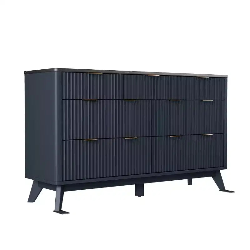 Fluted 7 Drawer Dresser, 54 Modern Dresser with Faux Marble Topped & Curved Design, Wooden Storage Organizerfor Bedroom, Living Room