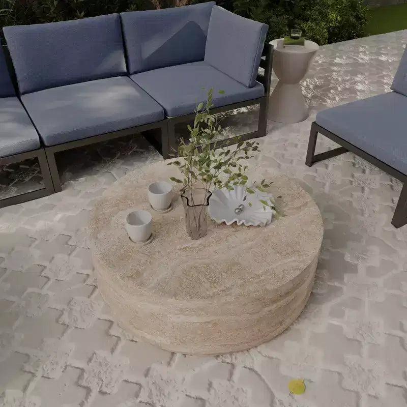 Table basse ronde - Table d'appoint décorative intérieure et extérieure pour salon, terrasse, balcon ou jardin, design moderne