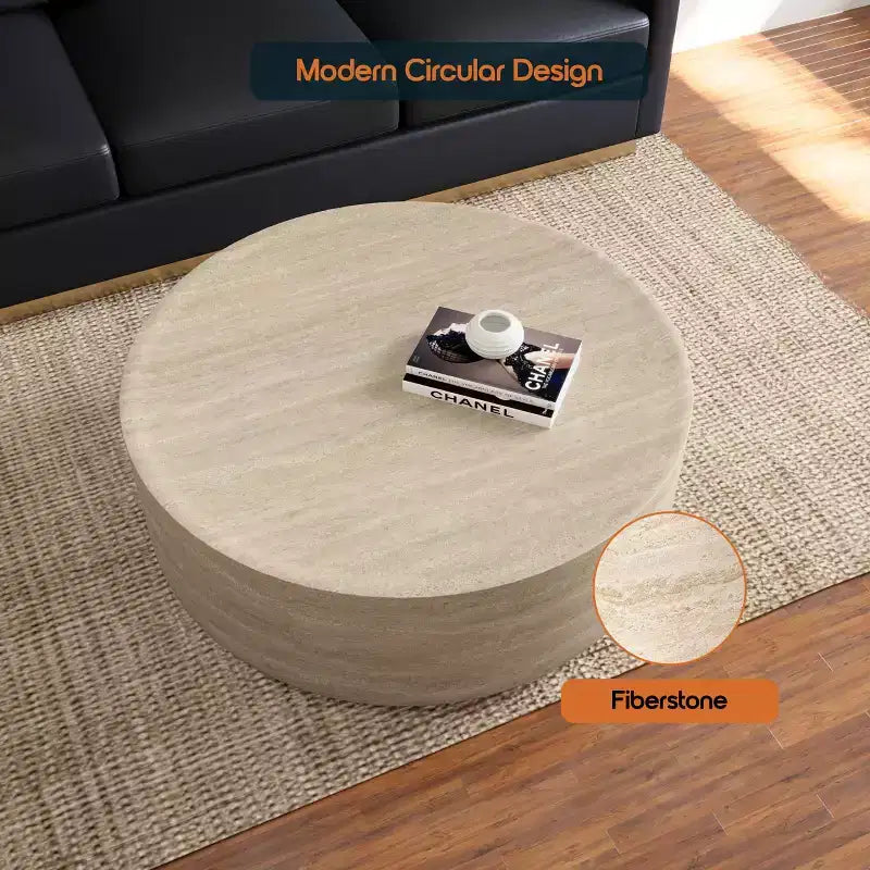 Table basse ronde - Table d'appoint décorative intérieure et extérieure pour salon, terrasse, balcon ou jardin, design moderne