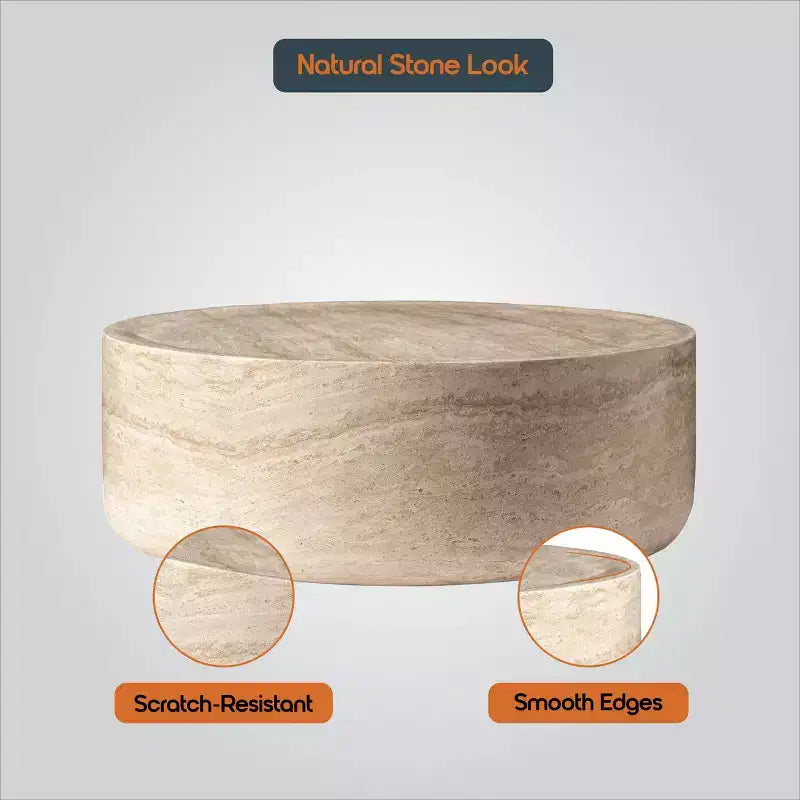 Table basse ronde - Table d'appoint décorative intérieure et extérieure pour salon, terrasse, balcon ou jardin, design moderne