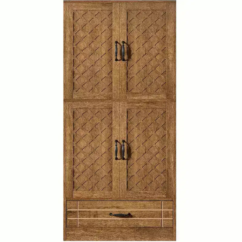 Lantine 70 Wood Storage Cabinet, Retro Tall Accent Storage Cabinet with Doors & Drawer