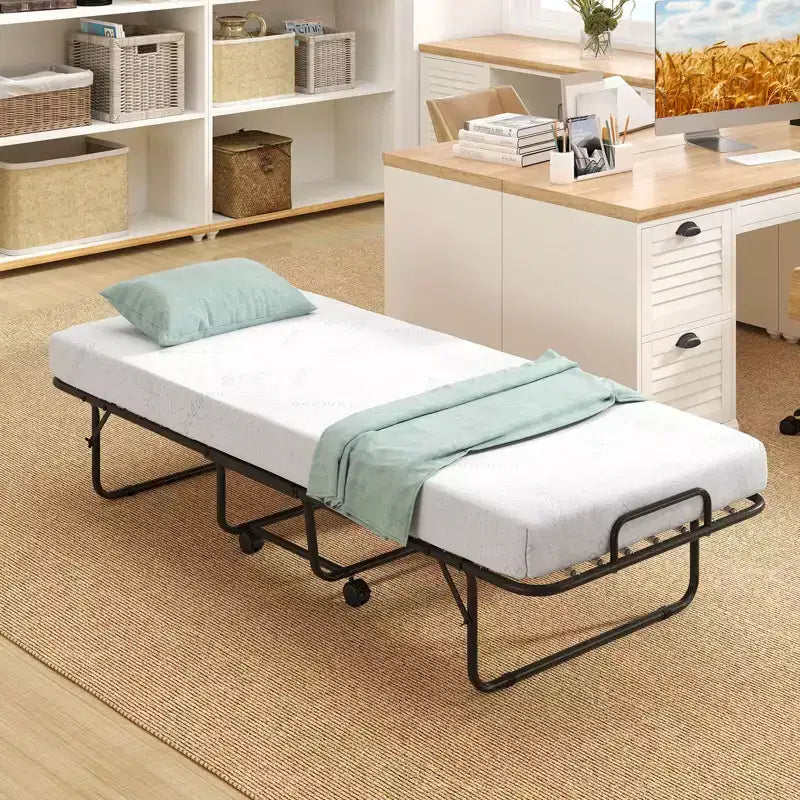 Lit pliant avec matelas 74 x 31 pouces, lit d'appoint roulant peu encombrant