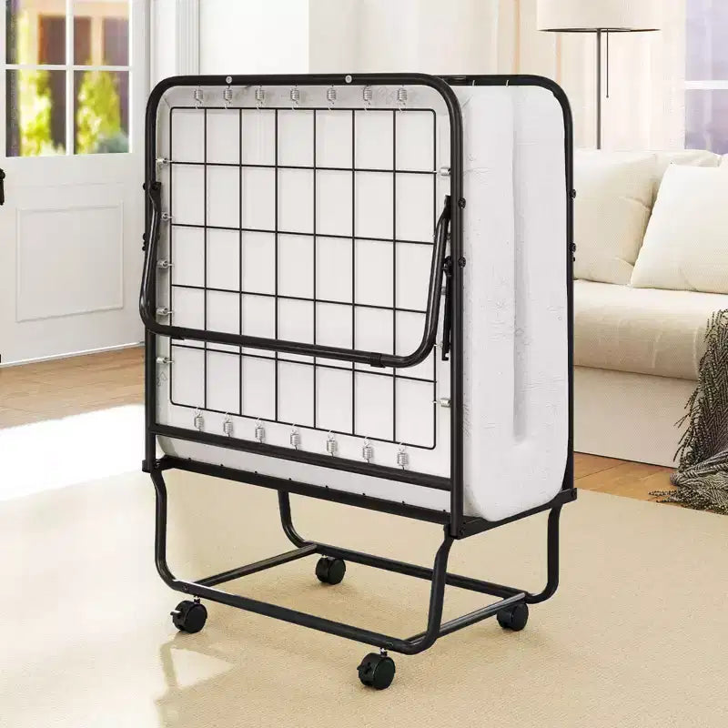 Lit pliant avec matelas 74 x 31 pouces, lit d'appoint roulant peu encombrant