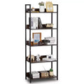 VEVOR Metal Bookshelf, 5-Tier Tall Industrial Bookshelf, Rustic Display Vintage Storage Bookcase with Open Shelves, Freestanding Display Shelving
