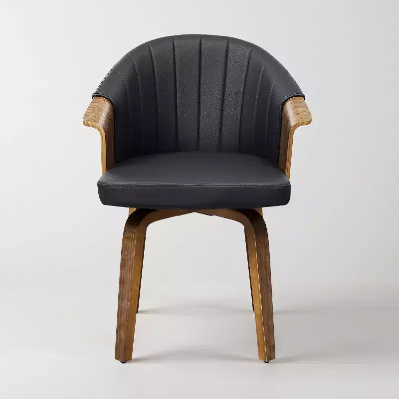 Art Leon Mid Century Modern Swivel Dining Chair with PU Leather and Poplar Legs