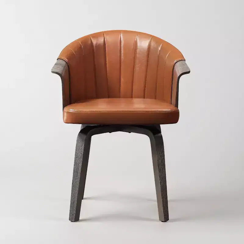 Chaise de salle à manger pivotante Mid-Century Modern avec cuir PU et pieds en peuplier
