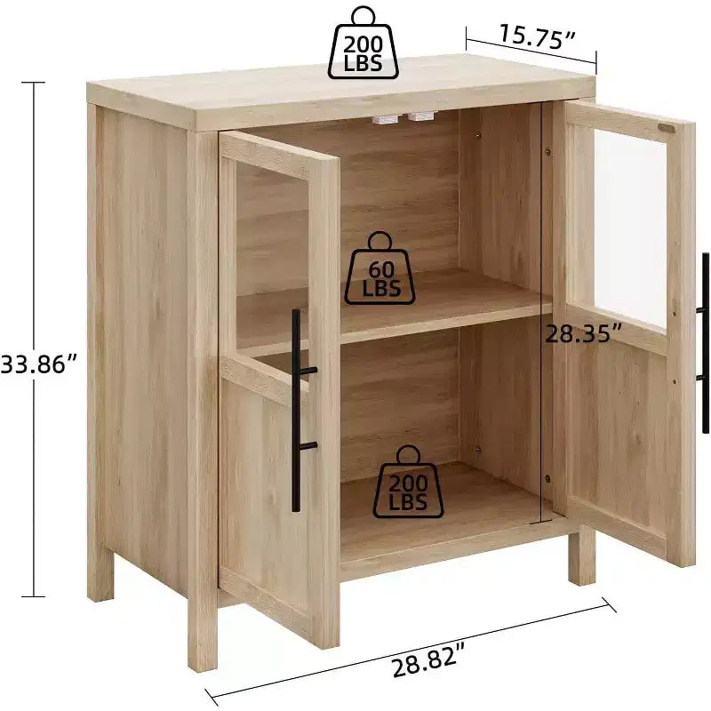 29 Buffet de Ferme : Meuble Vitrine avec Étagères Réglables, Rangement Étroit pour Cuisine, Salle à Manger et Petits Espaces (Finition Poire)