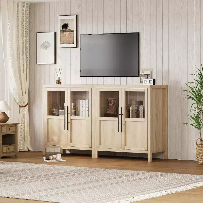 29 Buffet de Ferme : Meuble Vitrine avec Étagères Réglables, Rangement Étroit pour Cuisine, Salle à Manger et Petits Espaces (Finition Poire)