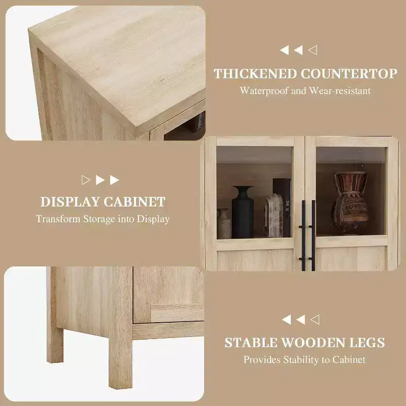 29 Buffet de Ferme : Meuble Vitrine avec Étagères Réglables, Rangement Étroit pour Cuisine, Salle à Manger et Petits Espaces (Finition Poire)