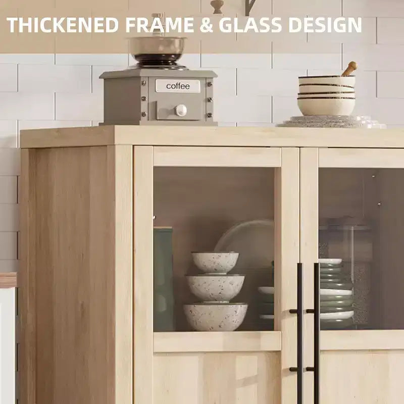 29 Buffet de Ferme : Meuble Vitrine avec Étagères Réglables, Rangement Étroit pour Cuisine, Salle à Manger et Petits Espaces (Finition Poire)