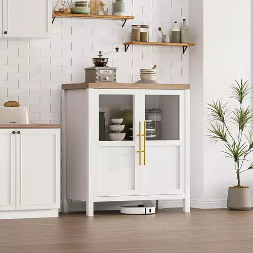 29 Buffet de Ferme : Meuble Vitrine avec Étagères Réglables, Rangement Étroit pour Cuisine, Salle à Manger et Petits Espaces (Finition Poire)