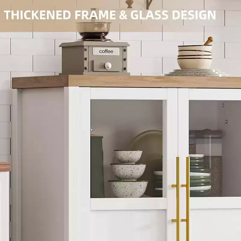 29 Buffet de Ferme : Meuble Vitrine avec Étagères Réglables, Rangement Étroit pour Cuisine, Salle à Manger et Petits Espaces (Finition Poire)