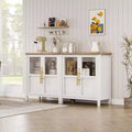 Acekool 29 Farmhouse Sideboard: Glass Door Cabinet with Adjustable Shelves, Narrow Storage for Kitchen, Dining & Small Spaces (Pear Finish)