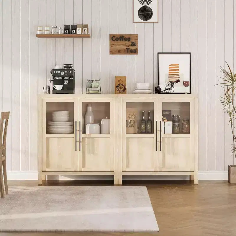 29 Buffet de Ferme : Meuble Vitrine avec Étagères Réglables, Rangement Étroit pour Cuisine, Salle à Manger et Petits Espaces (Finition Poire)