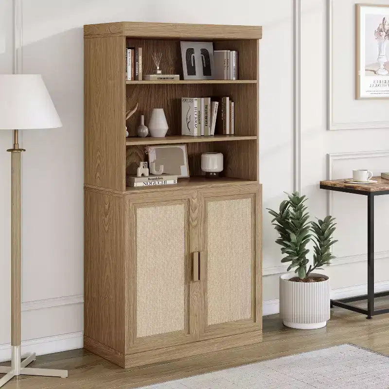 Meuble d'appoint en bois avec étagères réglables