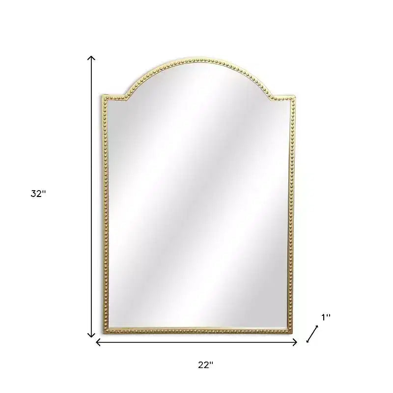 Miroir décoratif en arc à billes en métal doré de 32 pouces