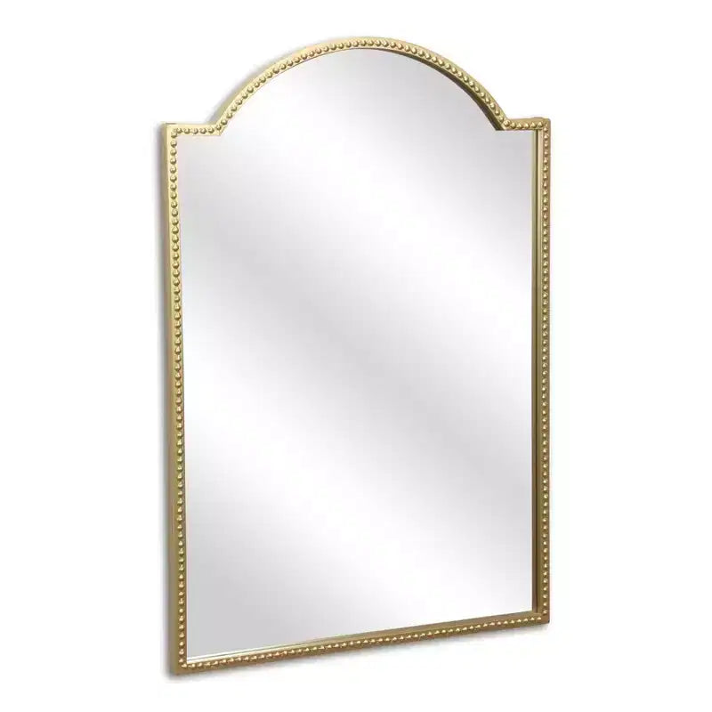 Miroir décoratif en arc à billes en métal doré de 32 pouces