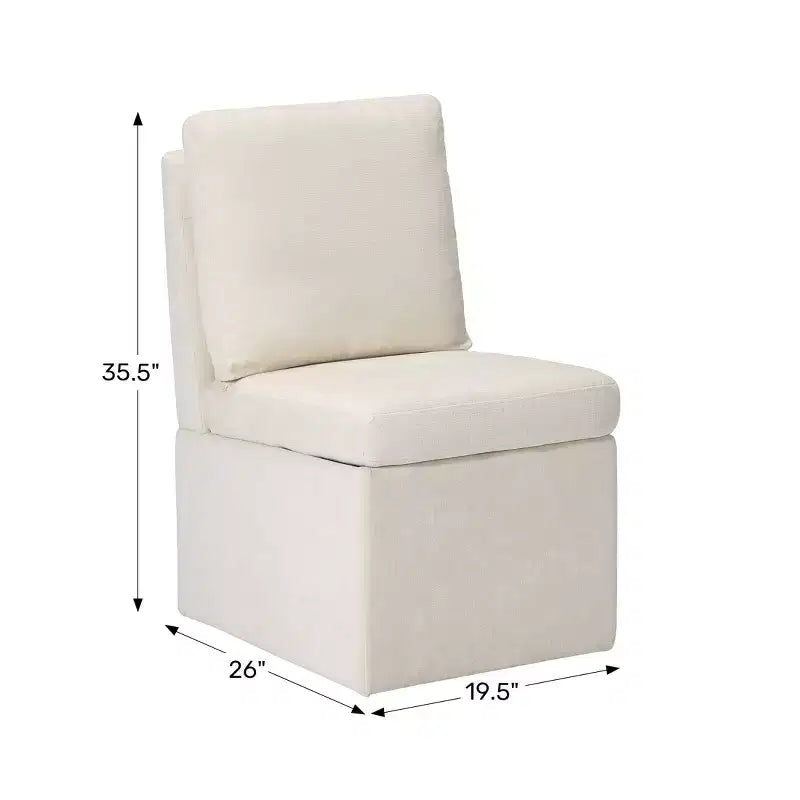 Chaises de salle à manger modernes sans accoudoirs en chenille rembourrée avec roulettes (lot de 6), Gris clair