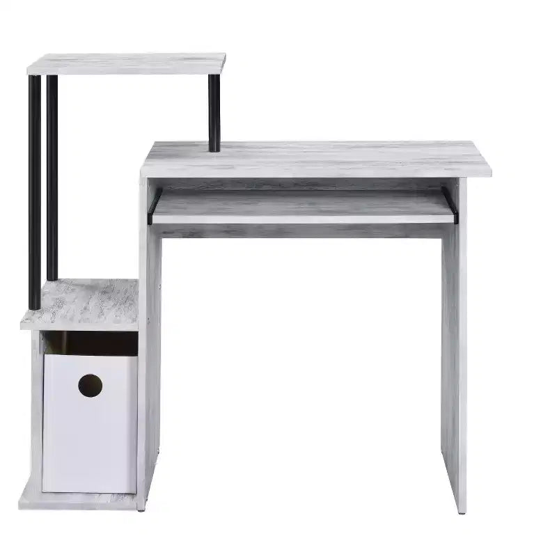 HomeRoots 37 Antiqued White Computer Desk