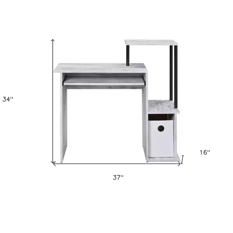 Bureau informatique blanc vieilli 37 po