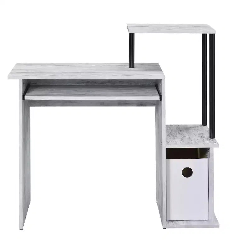 Bureau informatique blanc vieilli 37 po