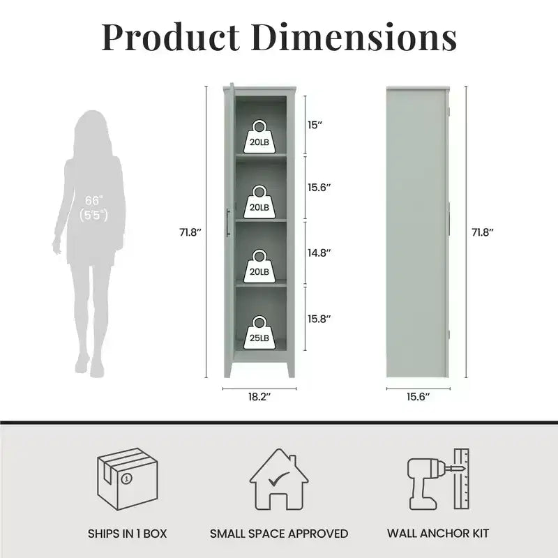 Armoire de rangement à porte unique style ferme