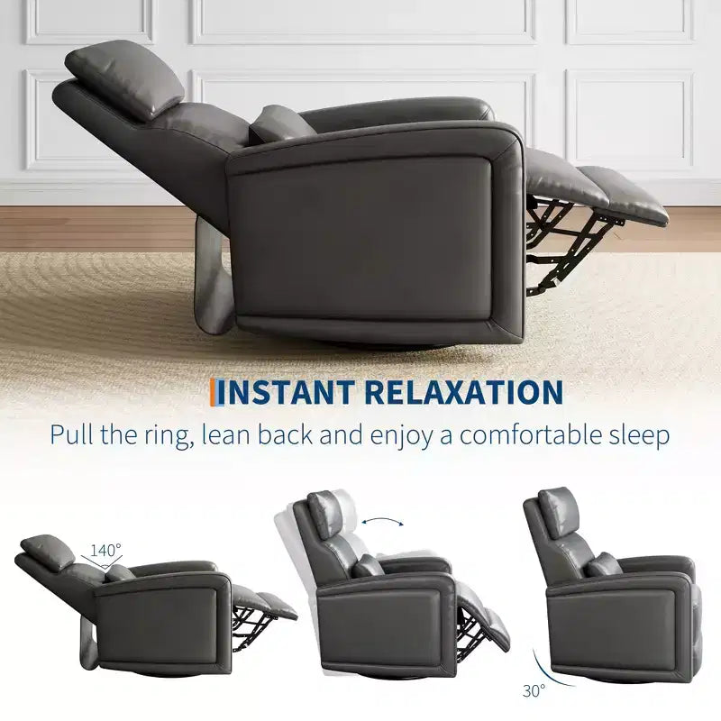 Fauteuil inclinable manuel, fauteuil à bascule pivotant à 360°, canapé simple en similicuir, fauteuil inclinable moderne à dossier haut, avec dossier ergonomique, pour salon