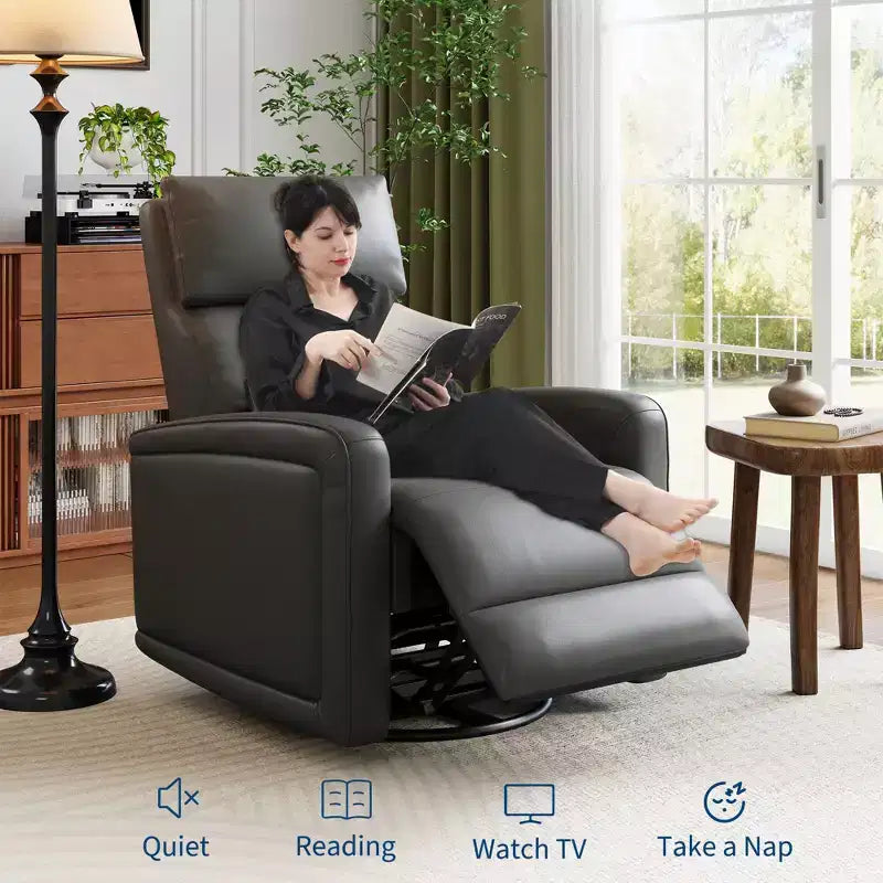 Fauteuil inclinable manuel, fauteuil à bascule pivotant à 360°, canapé simple en similicuir, fauteuil inclinable moderne à dossier haut, avec dossier ergonomique, pour salon