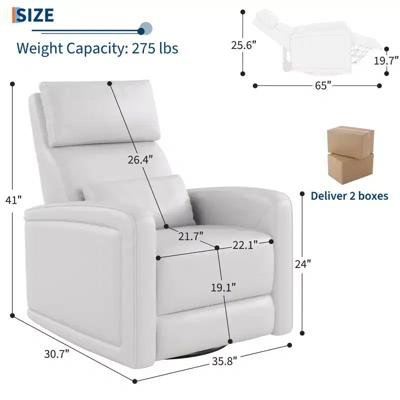 Fauteuil inclinable manuel, fauteuil à bascule pivotant à 360°, canapé simple en similicuir, fauteuil inclinable moderne à dossier haut, avec dossier ergonomique, pour salon