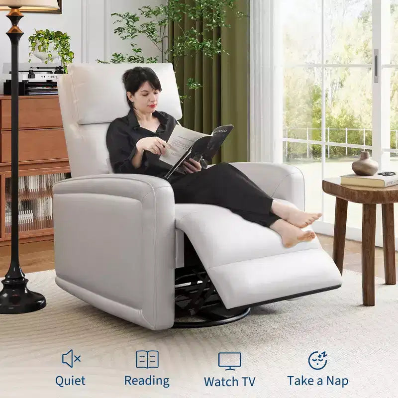Fauteuil inclinable manuel, fauteuil à bascule pivotant à 360°, canapé simple en similicuir, fauteuil inclinable moderne à dossier haut, avec dossier ergonomique, pour salon