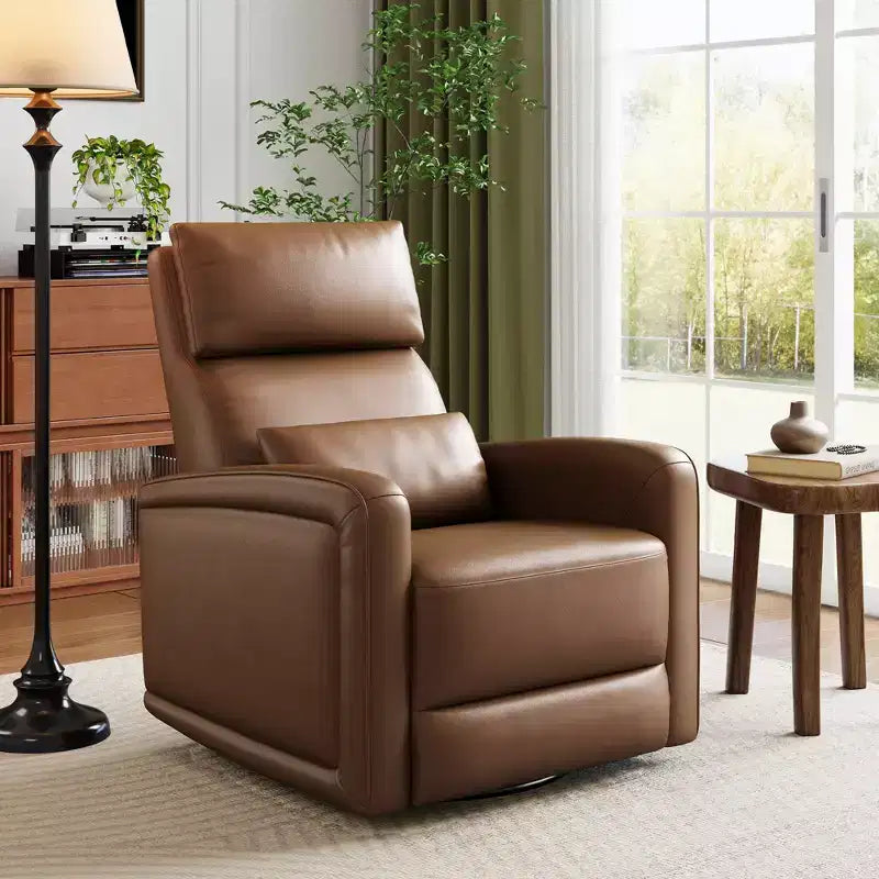 Fauteuil inclinable manuel, fauteuil à bascule pivotant à 360°, canapé simple en similicuir, fauteuil inclinable moderne à dossier haut, avec dossier ergonomique, pour salon