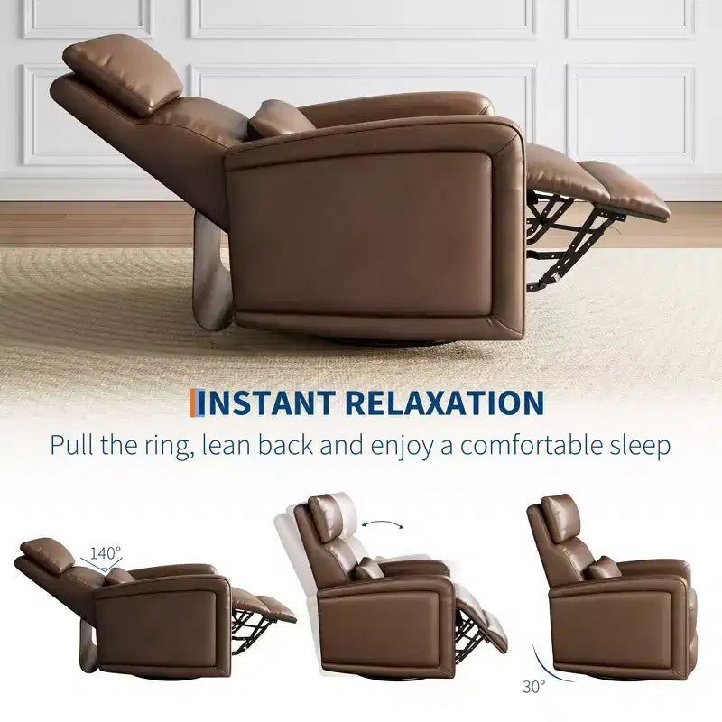 Fauteuil inclinable manuel, fauteuil à bascule pivotant à 360°, canapé simple en similicuir, fauteuil inclinable moderne à dossier haut, avec dossier ergonomique, pour salon