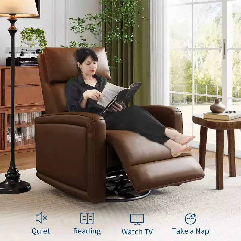 Fauteuil inclinable manuel, fauteuil à bascule pivotant à 360°, canapé simple en similicuir, fauteuil inclinable moderne à dossier haut, avec dossier ergonomique, pour salon