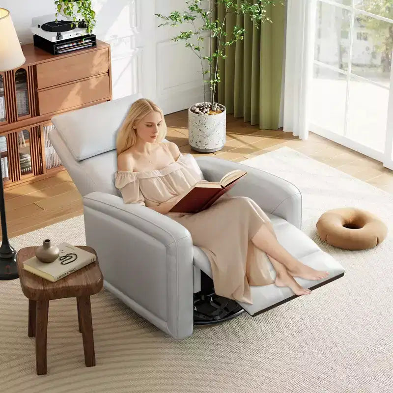 Fauteuil inclinable manuel, fauteuil à bascule pivotant à 360°, canapé simple en similicuir, fauteuil inclinable moderne à dossier haut, avec dossier ergonomique, pour salon
