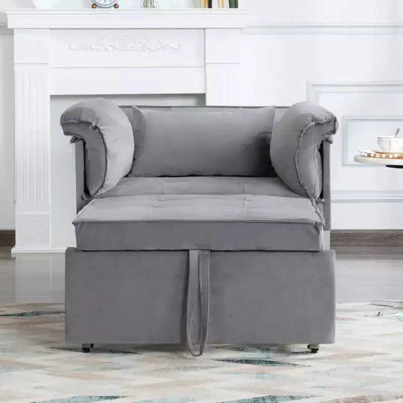 34.3 Fauteuil de lit convertible en velours avec dossier réglable à 3 positions
