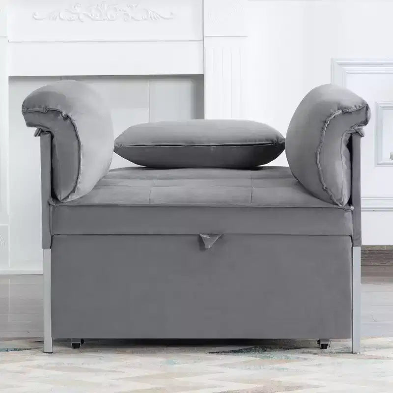 34.3 Fauteuil de lit convertible en velours avec dossier réglable à 3 positions