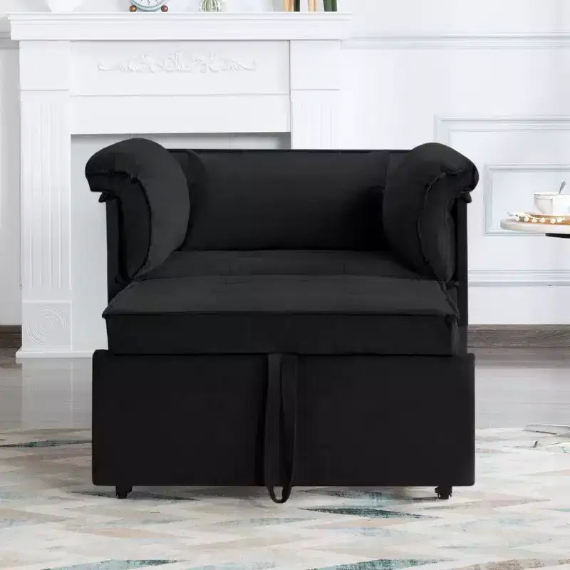34.3 Fauteuil de lit convertible en velours avec dossier réglable à 3 positions